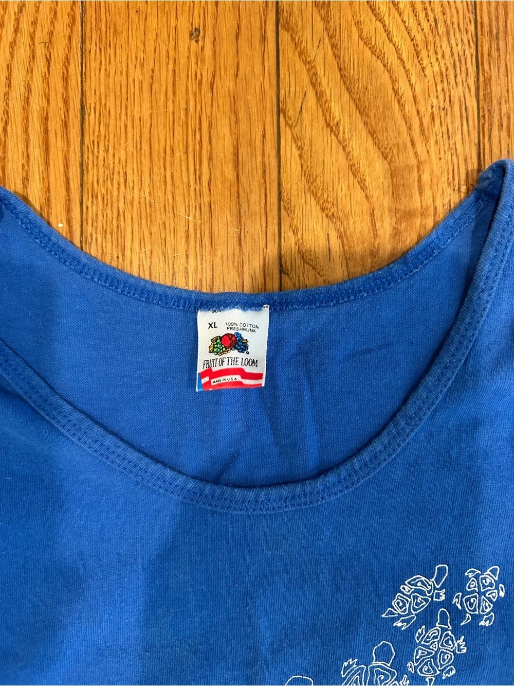 Vintage Fruit of the Loom Tank Top Men's XL Blue Turtle Graphic Print USA